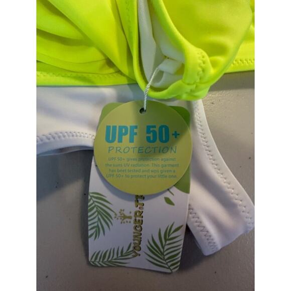 Neon Yellow & White Toddler One-Piece Swimsuit UPF 50+ Protection 18-24M, NWT - Picture 3 of 4